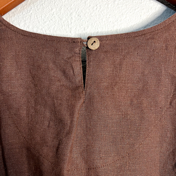 Vintage Night Studio Womens Size 20 Linen Brown Button Accents Blouse Tunic - Picture 8 of 16
